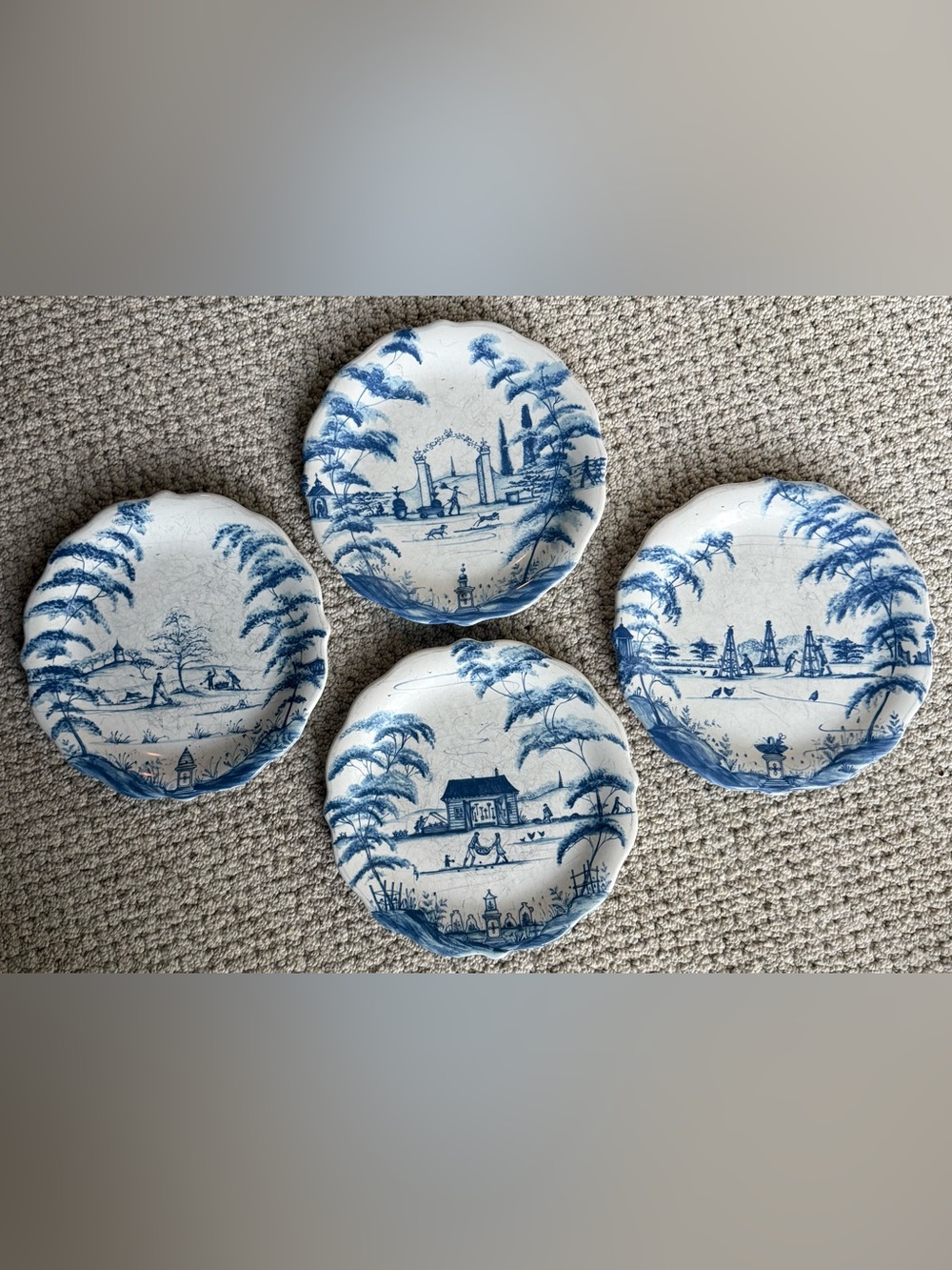 Juliska Blue and White Country Estate  Ceramic Salad Plates - Set of 4